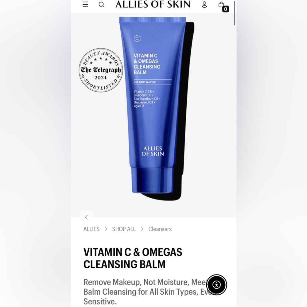 Allies of Skin Vitamin C & Omegas Cleansing Balm - FULL WITH BOX